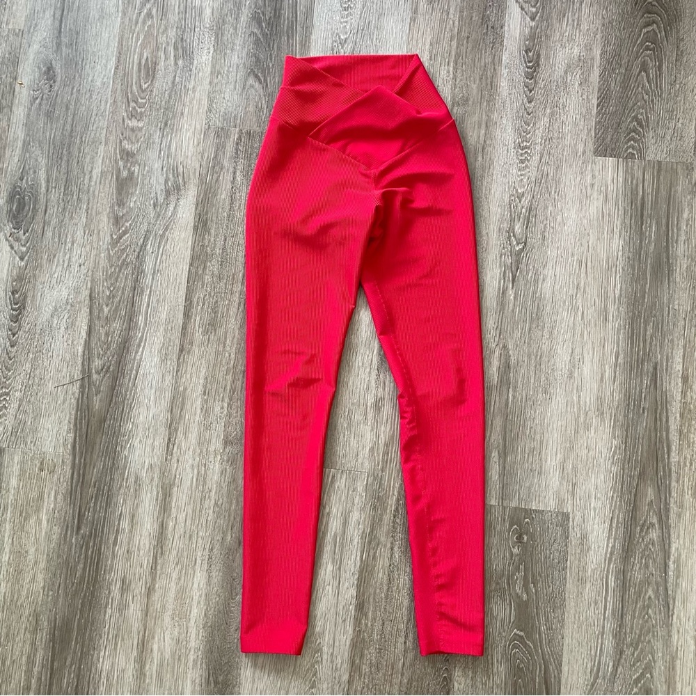 Beach Riot Rocky Rib High Rise Legging Red Yoga Active Compression Pants - Picture 2 of 11
